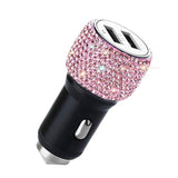 Dual Usb Car Charger, Car Adapter Bling Bling Rhinestones Crystal Car Decorations For Fast Charging Car Decors For Iphone Xs Max X Plus, Ipad Pro/Mini, Samsung