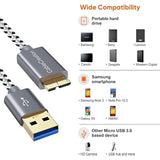 CableCreation Short USB3.0 Hard Drive Cable 1FT, USB 3.0 A to Micro B Cable 5Gbps Data, USB 3.0 External Works for WD Toshiba, Seagate Hard Drive, Galaxy S5 and More 0.3m