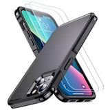 iPhone 13 Case with 10Ft Military Drop Protection & 2 Tempered Glass Black