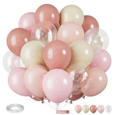 Dusty Pink Balloons, 12 Inch Pastel Pink Balloons, Blush Macaron Orange White Transparent Latex Balloon For Girl Baby Shower Gender Reveal Romantic Wedding Engagement Party Decorations