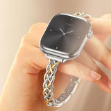 Slim Bracelet Compatible with Watch Bands 38/40/41/42/44/45/46/49mm for Women, Celtic Thin Dressy Stainless Steel Metal Designer Fancy Strap