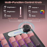 Rgb Gaming Keyboard, 98 Keys Usb Wired Keyboard With Rainbow Backlit, Volume Knob & Screen, Quiet Typing, Side-Printed Pbt Keycaps For Pc/Mac