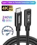 USB C Extension Cable 100W 20Gbps Extra Long?USB 3.2 Type C Male to Female Extension Charging & Sync for Smartphone,Tablets,Laptops? PlayStation,