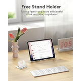 Foldable Bluetooth Keyboard - Portable Wireless Keyboard With Stand Holder, Re