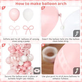 Pink Bow Balloon Arch Garland Kit Happy Birthday Banner, 24'' Double Stuffed Clear Balloon With Ribbon Bows Light Pink White Balloons For Women Girls Coquette Birthday Party Decorations