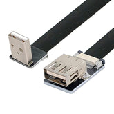 Cy Down Angled Flat Slim Fpc Usb 2.0 Type-A Male To Female Extension Data Cabl