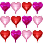 12 Pcs Red Heart Shape Foil Mylar Balloons 18 Inch Love Balloons For Valentine'S Day Birthday Party Decorations Wedding Engagement Romantic Decor (Red & Pearl Pink & Hot Pink)