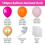 Pink & Orange Balloon Garland Kit: 158-Piece Summer Party Decor