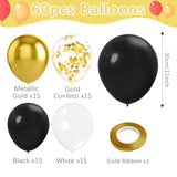 60pcs Gold Black Confetti Balloons 12inch Party Decorations