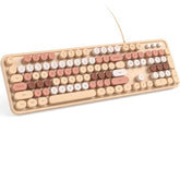 Wired Computer Keyboard - Milk Tea Colorful Full-Size Round Keycaps Typewriter