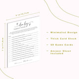 Baby Shower Family Feud Game Cards, 50 Pack Baby Shower Game Cards With Answer Sheet, Minimalist Design (Baby Family Feud)