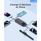Portable Charger,50000Mah Power Bank Built-In Cable, 22.5W Pd Usb C In & Out Fast Charging, External Battery Pack With 6 Output & 2 Input, Travel Phone Charger For Iphone 17/16/15/14/13/12, Android