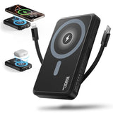 2026 Magnetic Wireless Power Bank, 16800mAh Portable Charger with 2 Built in Cables, LED Display Magnetic Battery Pack Travel Essentials for iPhone
