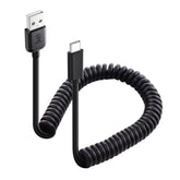 Cable Matters USB to USB C Coiled Cable with 3A/15W Fast Charging 1-4ft, Support Apple CarPlay, Android Auto, Coiled USB-A to USB-C Cable, for iPhone 16/15 Pro Max Plus, Galaxy S23, iPad