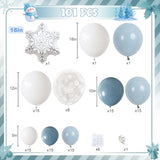 Winter Wonderland Balloons Garland Arch Kit, 101Pcs Dusty Blue White Balloons with Snowflake Foil Balloon for Christmas Xmas Holiday Ice Snow Girl Princess Theme Baby Shower Birthday Party Decorations