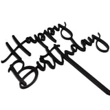 Happy Birthday Cake Topper, Black Acrylic Durable Versatile Cake Topper, Birthday Supplies Decorations (Black)