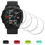 [4 Pack Screen Protector For Garmin Fenix 6X Pro / 6X Pro Solar/ 6X 51Mm Watch + Silicone Anti-Dust Plugs Tempered Glass Anti-Scratch Bubble-Free