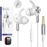 Earbuds Wired 3.5mm Headphones for School PC, Noise Cancelling Ear Buds Wired with Microphone Case Magnet Wire Plug in Earphones for