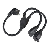 Power Extension Cord Y Splitter - 1Ft Right Angled Type Flat Plug Nema 5-15P 1 To 2 Way Outlet Nema 5-15R Sjt 16Awg 3 Prong Low Profile Black Ac Power Cable Wire Extender For Tv Computer Monitor