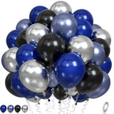 Blue, Black & Silver Latex Balloons – Metallic Party Decor for Birthdays, Showers and Events