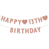 Rose Gold 13th Birthday Banner β Glitter "Happy 13" Party Decoration for Boys & Girls Celebrations