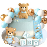 Baby Shower Cake Topper For Boy Bear Theme We Can Barely Wait Decorations Adorable Baby Boy Shower Cake Decorations With Bear Topper For Gender Reveal Newborn Celebration