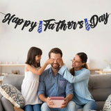 Happy Fathers Day Banner - Glitter Father's Day Decor Sign Banner Backdrop Background for Party - Fathers Day Decorations Party Theme Event Celebration Supplies