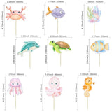 36Pcs Ocean Animal Cupcake Toppers Under The Sea Turtles Octopus Cupcake Picks Seahorse Coral Cake Decorations For Under The Sea Theme Baby Shower Birthday Party Supplies