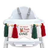 Christmas High Chair Banner Reindeer Tassel Garland for Baby Birthday Party