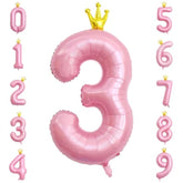 40" Pink Crown Number 3 Balloon for Girls’ Princess Birthday Décor