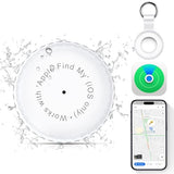 1 Pack,Ipx8 Waterproof Key Finder,Bluetooth Gps Items Tracker With Tag Holder & Keychains,Works With 'Apple Find My'(Ios Only),Case Compatible With Airtag,Music Reminder For Kids,Pets,Keys-White