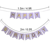 Large Purple Happy Birthday Banner, Bday Party Decorations Backdrop Gift For Man Woman Kids Teens
