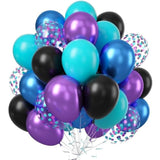Black Purple Blue Balloon,60 Pcs 12 Inches Metallic Blue Purple Teal Balloons Confetti Balloons For Kids Video Game Party Decoration Baby Shower Engagement Party Supplies