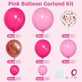 142PCS Pink Balloon Arch Kit with Rose Gold & Confetti Balloons for Parties