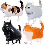4-Pack Walking Cat Balloons: Fun Pet-Themed Birthday Party Decor for Kids