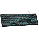 Wired Keyboard,Silent Usb Keyboard For Office,Spill-Resistant,Slim Full-Size Membrane Layout,Plug And Play For Pc/Laptop/Mac-Rgb Backlit