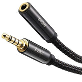 Premium 3.5Mm Jack Male To Female Aux Audio Extension Cable, Trrs 4 Poles For Headphones With Mic, Speakers - 12Ft