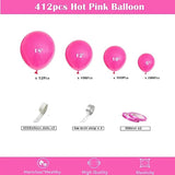 412Pcs Hot Pink Balloon Garland Arch Kit 18 12 10 5 Inch Different Sizes Matte Latex Balloons For Valentine'S Day Baby Shower Birthday Wedding Princess Theme Party Decoration