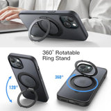 JETech 360 Degree Rotatable Ring Case for iPhone 15 6.1-Inch Compatible with MagSafe, Slim Shockproof Phone Cover with Stand & Ring Holder (Black)