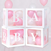 Pink Baby Shower Balloon Box Set: 36 Balloons & Letter Stickers