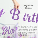 10pcs Purple Birthday Décor Set - Pre-Strung Butterfly Banner & Dot Garland