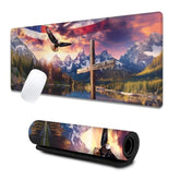 Majestic Eagle Large Gaming Desk Mat,Rubber Non-Slip American Flag Mouse Pad,31.5X11.8X0.12In Extended Cross Patriotic Mousepad,Game Lover Mice Pads Gifts,Office Home Deskmat Decor