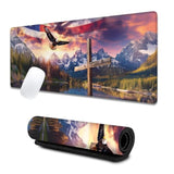 Majestic Eagle Large Gaming Desk Mat,Rubber Non-Slip American Flag Mouse Pad,31.5X11.8X0.12In Extended Cross Patriotic Mousepad,Game Lover Mice Pads Gifts,Office Home Deskmat Decor
