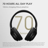 Bluetooth Headphones Over Ear Wireless Headphone, 70H Playtime And 3Eq Modes With Mic, Hifi Stereo Sound, Deep Bass, Memory Foam Cups, For Phone Pc Travel Home Office