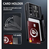 For Samsung Galaxy Z Fold 3 Case With Card Holder & Hinge Protection & Kickstand & Slide Camera Cover & Built-In Screen Protector, Rugged Phone Case For Galaxy Z Fold 3 (Black)