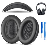 Replacement Qc Ear Pad And Headband Pad Kit Cushion. Compatible With Bose Quietcomfort (2023) Qc45 Qc35 Qc35 Ii Qcsc Qcse Wireless Noise Cancelling Headphones (Black)