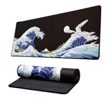 Xvx Japanese Sea Wave Large Mouse Pad For Desk, Desk Mat With Seamed Edges, Waterproof Desk Pad, Gaming Mouse Pad Non-Slip Rubber Base, 31.5X11.8 Inch 3Mm Thick Keyboard Pad Computer Mat, Kanagawa