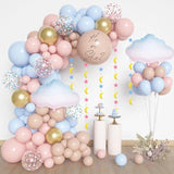 185Pcs Gender Reveal Decorations, Double-Stuffed Pastel Pink And Blue Brown Nude Balloon Arch Kit White Cloud Hanging Moon Star Garland Boho Neutral Boy Or Girl Bear Baby Shower Party Supplies