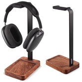 Walnut Wood & Aluminum Headset Holder, Desktop Headphone Stand, Universal Head