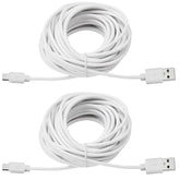 Smays 2-Pack 25ft USB to Micro USB Extension Power Cable Compatible for Wyze Cam, Oculus Go, Yi Home Camera, Kasa Cam Security Camera, White